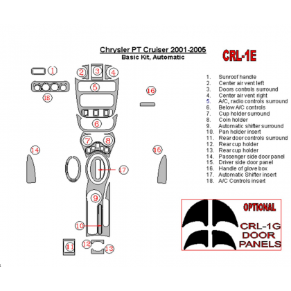 PT CRUISER Chrysler PT Cruiser 2001-2005 Basic Set, Automatic Gearbox, 17 Parts set Cruscotto BD Rivestimenti interni €105.00