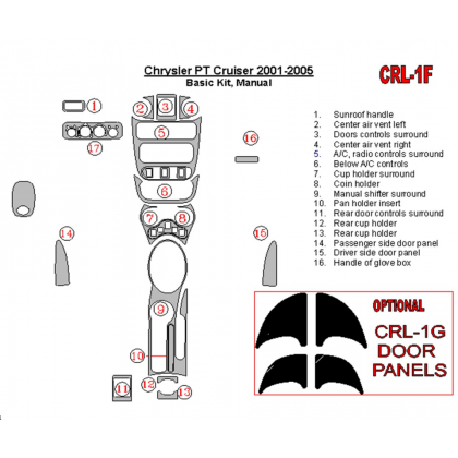 PT CRUISER Chrysler PT Cruiser 2001-2005 Basic Set, Manual Gearbox, 16 Parts set Cruscotto BD Rivestimenti interni €105.00