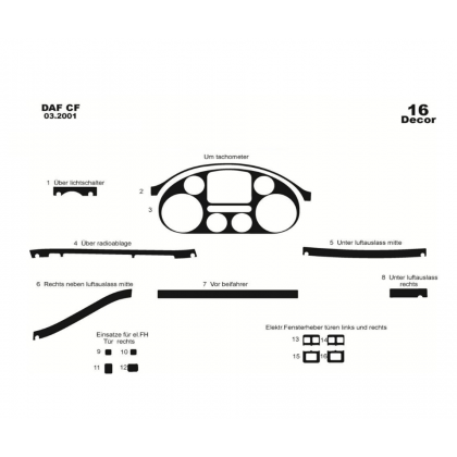 DAF CF Daf CF 03.01-12.11 3D Decor de carlinga su interior del coche 16-Partes €120.00