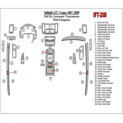 G37 Infiniti G37 2007-2009 Ensemble Complet, Automatic Gear, With NAVI BD Décoration de tableau de bord €175.00