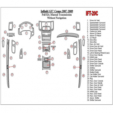 G37 Infiniti G37 2007-2009 Full Set, Manual Gear Box, Without NAVI Cruscotto BD Rivestimenti interni €175.00