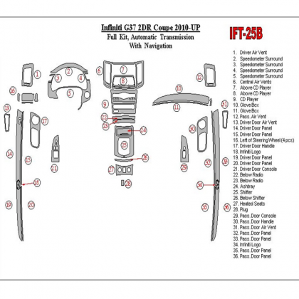 G37 Infiniti G37 2DR Coupe 2010-UP Automatic Gearbox,NAVI BD Décoration de tableau de bord €145.00