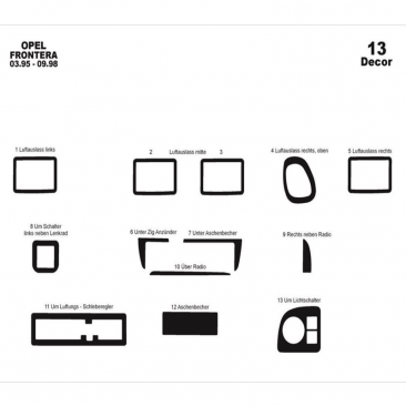 OPEL FRONTERA Opel Frontera 03.95-09.98 3D Interior Dashboard Trim Kit Dash Trim Dekor 13-Parts €75.00