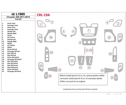 200 Chrysler 200 2011-UP Ensemble Complet BD Décoration de tableau de bord €135.00