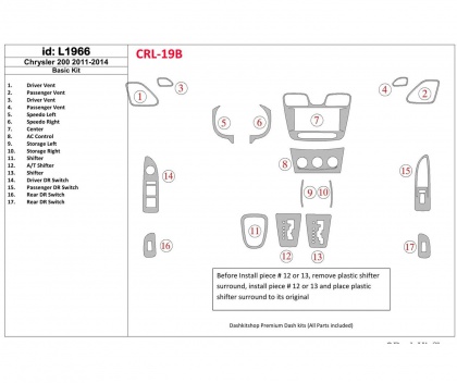 200 Chrysler 200 2011-UP Basic Set Decor de carlinga su interior €105.00