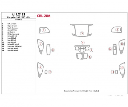 200 Chrysler 200 2015-UP Ensemble Complet BD Décoration de tableau de bord €105.00