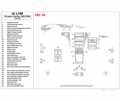 PACIFICA Chrysler Pacifica 2003-2004 Voll Satz, OEM Compliance BD innenausstattung armaturendekor cockpit dekor €145.00