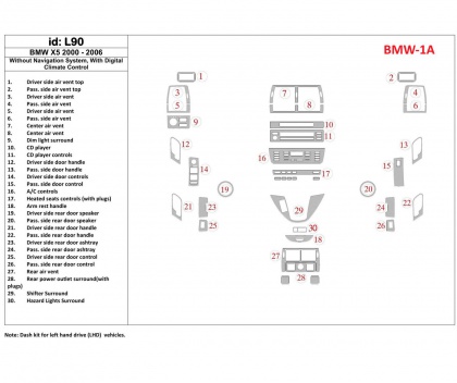 X5 SERIES E53 E70 F15 BMW X5 2000-2006 Without NAVI system, Automatic Gearbox AC Control BD innenausstattung armaturendekor c...